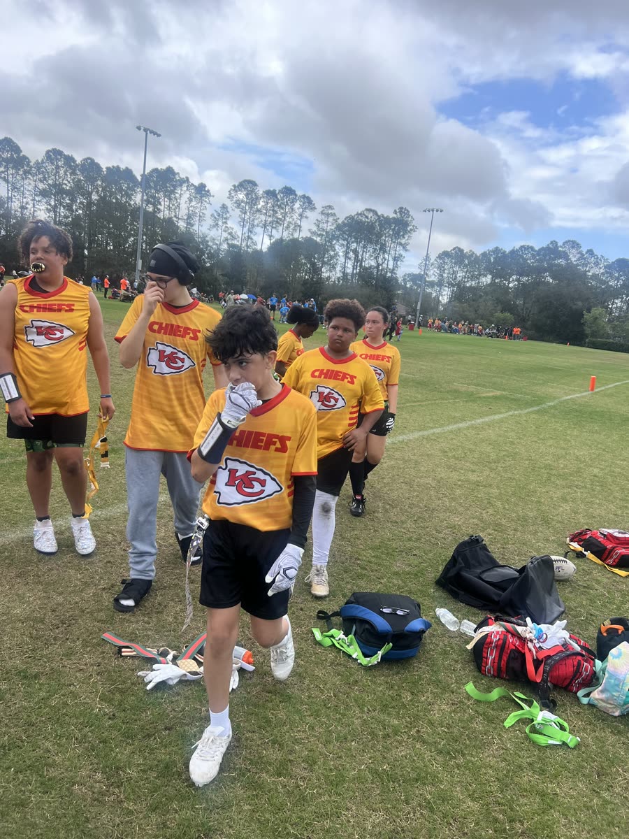 Youth flag-football team supported by Scoops & Subs